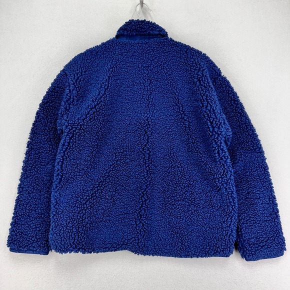 J.Crew Sherpa Chore Coat Womens Small Blue Cropped Oversized Pockets Soft Warm - Picture 2 of 8
